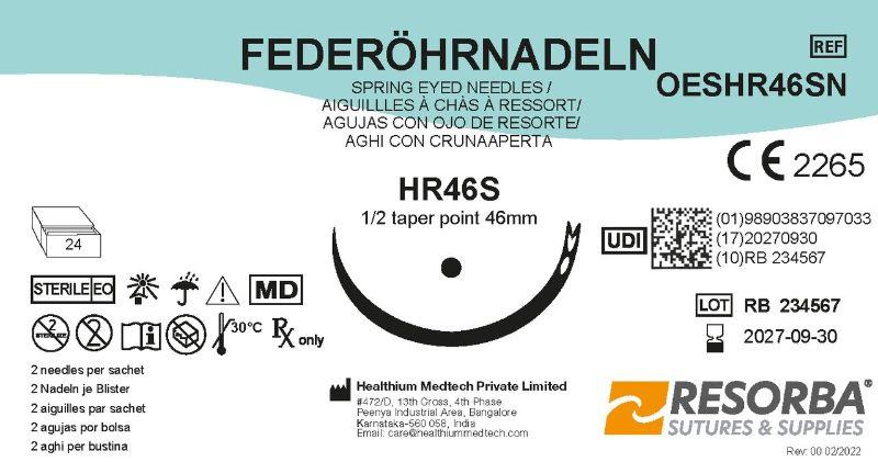 Голки хірургічні діаметром 1,4 мм, колючі окружність 1/2, довжиною 46 мм